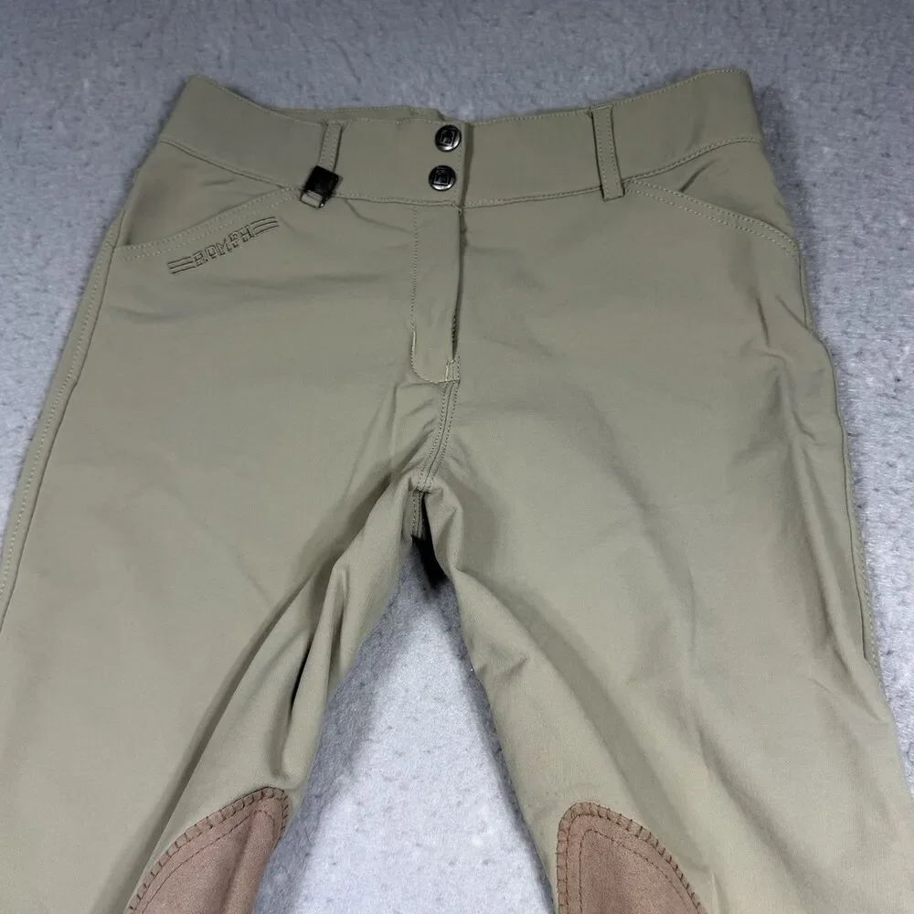 Romfh Child’s Knee Patch Equestrian Riding Breeches Girl’s Size 16 Tan Khaki